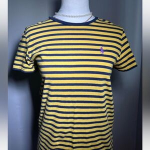 Ralph Lauren Sport Navy and Yellow Striped Tee